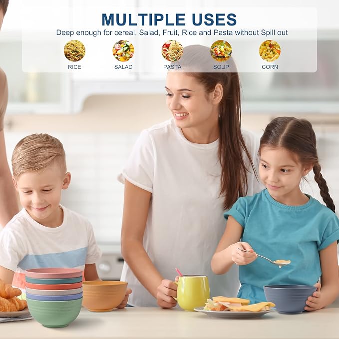 HOTEC BPA Free Unbreakable Wheat Straw Cereal Bowls - Image 6