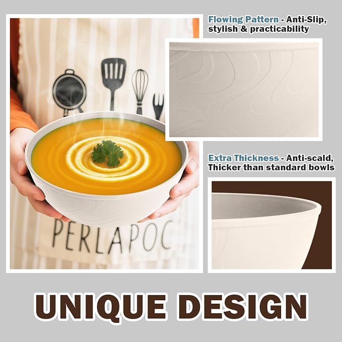 Unbreakable Wheat Straw Kitchen Cereal Bowl 40 OZ, Microwave & Dishwasher Safe - Image 5