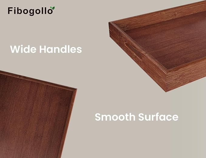 Fibogollo Bamboo Set of 2 Serving Tray - Image 2