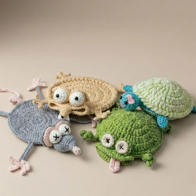 4pcs Animal Crochet Coasters, 3D Funny Animal Mug Rug Drink Coaster Desk - Image 6