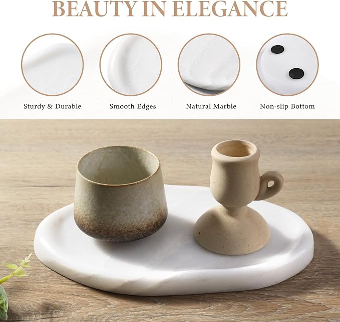 Luxurious White Marble Vanity Tray, Cloud Shape Serving Stone Key Tray - Image 2