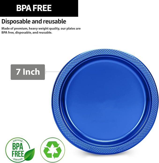 Blue Plastic Plates 7 Inch - Image 2