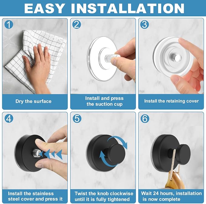 Vacuum Suction Cup Hooks for Shower, Shower Hooks for Inside Shower Glass Window - Image 5