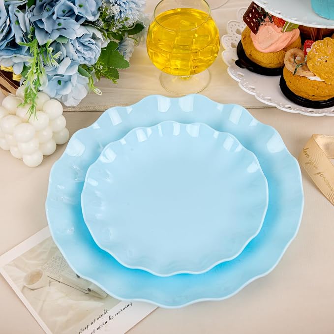 LIYH 24 Pcs Blue Plastic Plates Reusable - Image 6