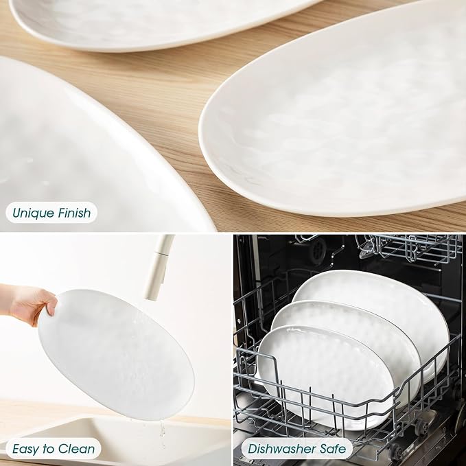 vancasso Ceramic Serving Platters Set of 3, Oval 16/14.7/13.5 Inch Porcelain - Image 5