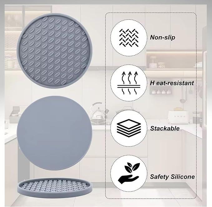 Soft, Shockproof & Safe – Unique 3‑Style Silicone Rubber Coasters Set - Image 8