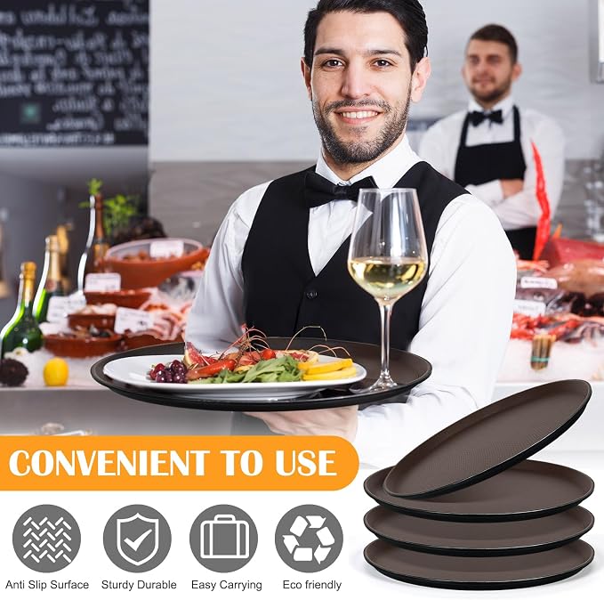 4 Pcs 16 Inch Restaurant Serving Trays, Large Food Crawfish Server Tray - Image 5