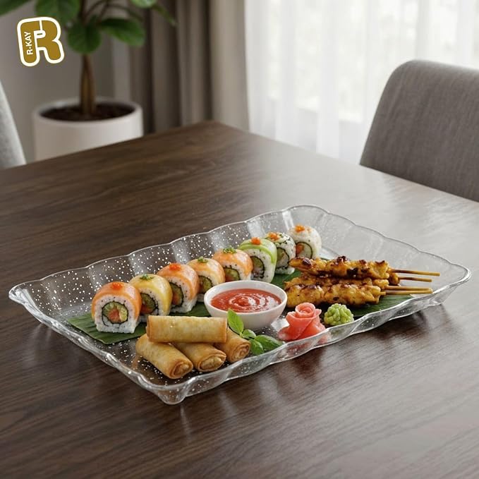 6 Pack Silver Glitter Plastic Serving Trays - Image 4