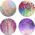 Colorful Watercolor Flowers Round Coaster Set of 4-Made of Recycled Rubber by QJ+CMJ