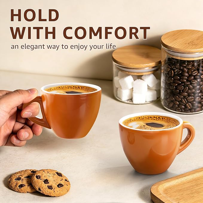 Pilnocok Ceramic Espresso Cups Set of 2, 2.5 oz Coffee Small Mugs | Demitasse - Image 6