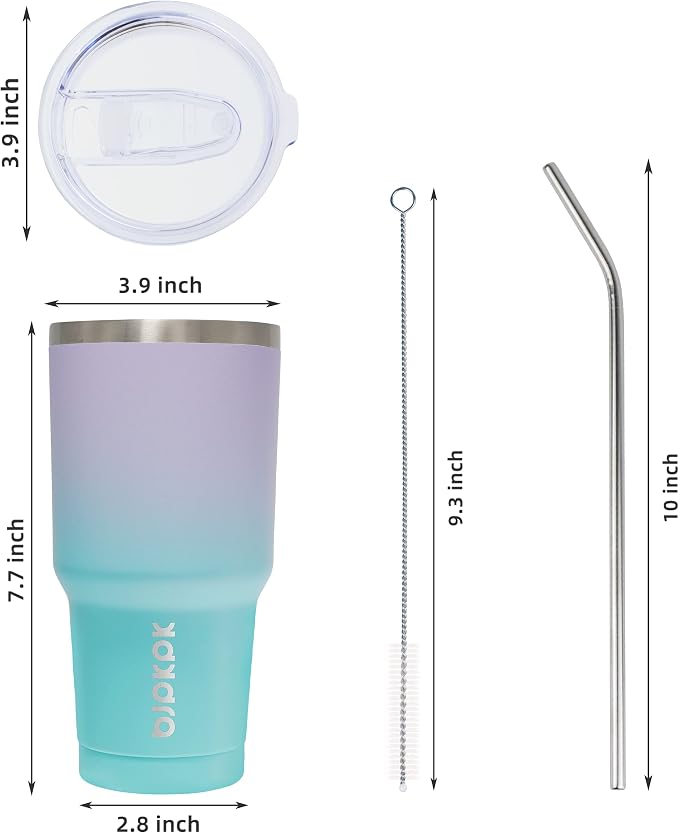 BJPKPK 30 oz Tumbler with Lid and Straw, Insulated Stainless Steel Cup | Double - Image 3