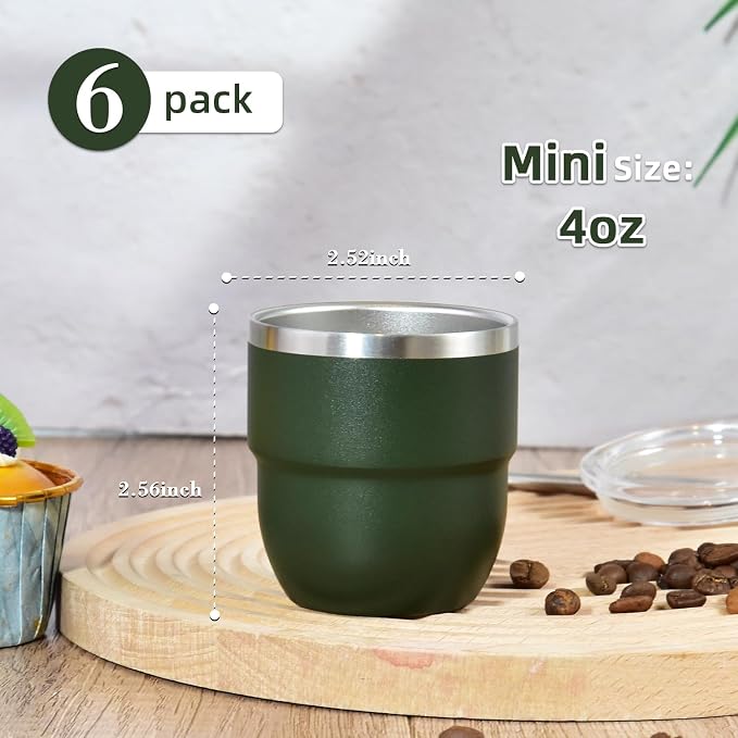 CHLJAR Espresso Cups, 4oz Insulated Espresso Cup Set of 6, Espresso Shot Cups - Image 2