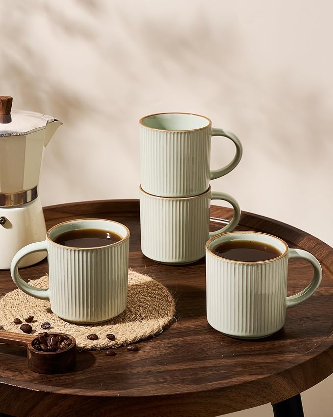 famiware Star Coffee Mug Set for 6, Handcrafted 12 oz Ceramic Stoneware Mugs - Image 3
