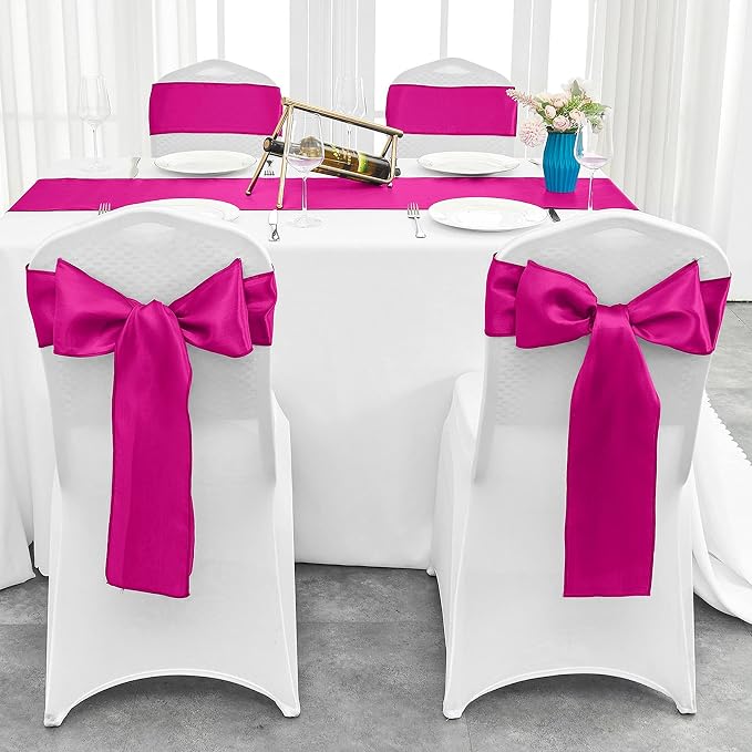 4-Pack Hot Pink Satin Table Runner 12 x 108 Inch Long Fuchsia Bright and Smooth - Image 7