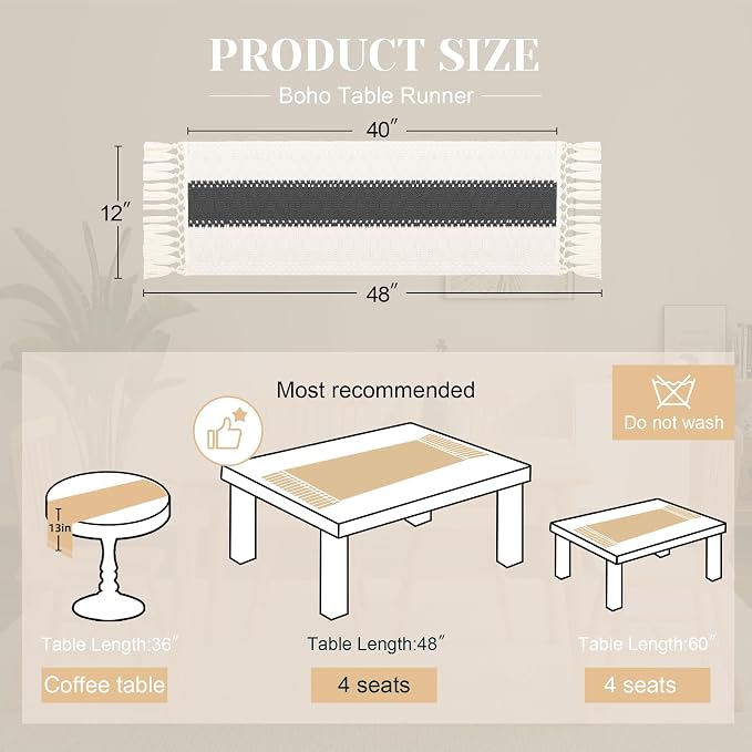 Farmhouse Table Runner for Home Decor 12x48 Grey Fall Home Decor | 48 Inches - Image 2