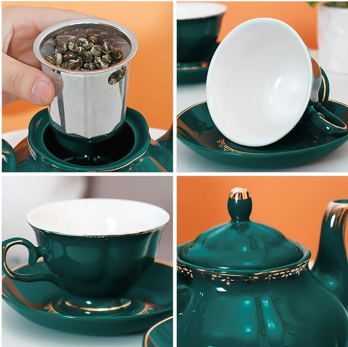 CHENP.HMC Tea Set 22-Piece Porcelain Ceramic Coffee Tea Sets | Cups Saucer - Image 6