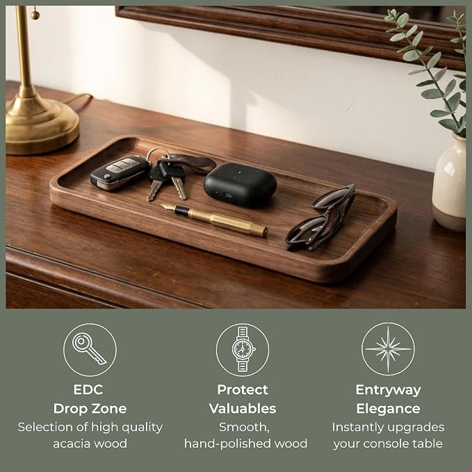 muso wood Walnut Serving Tray Solid Wood Tray, 11.8 x 5 inch | Small Rectangle - Image 4