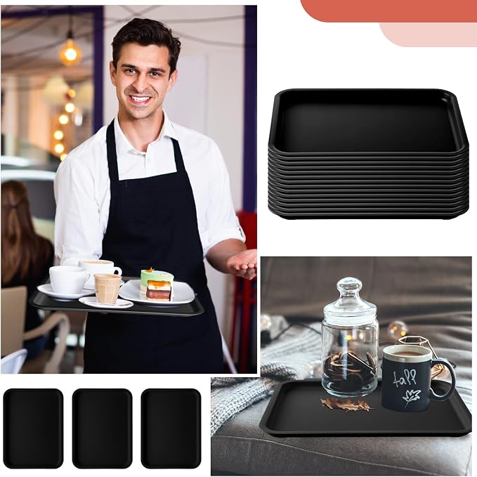 Gerrii 18 Pcs Plastic Fast Food Trays Bulk Restaurant Serving Cafeteria Tray - Image 6