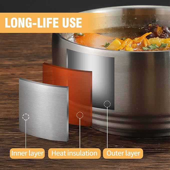Stainless Steel Rice Bowl with Lid, - Image 3