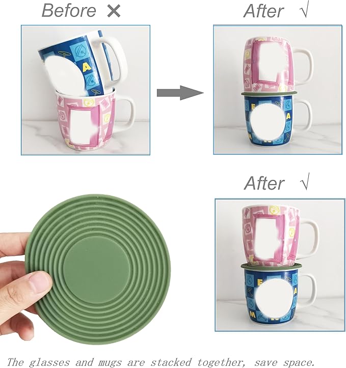 6PCS Coffee Mug Stacker, Cup Storage Accessories, Silicone Coaster, Kitchen - Image 4