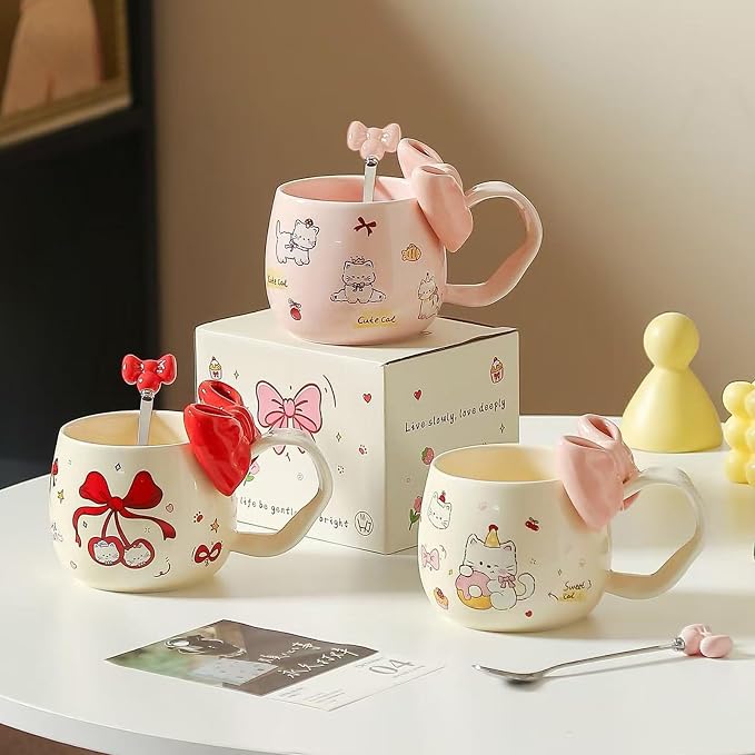 DTI YEOP-Cute Pink Cat Ceramic Coffee Mug - Image 5