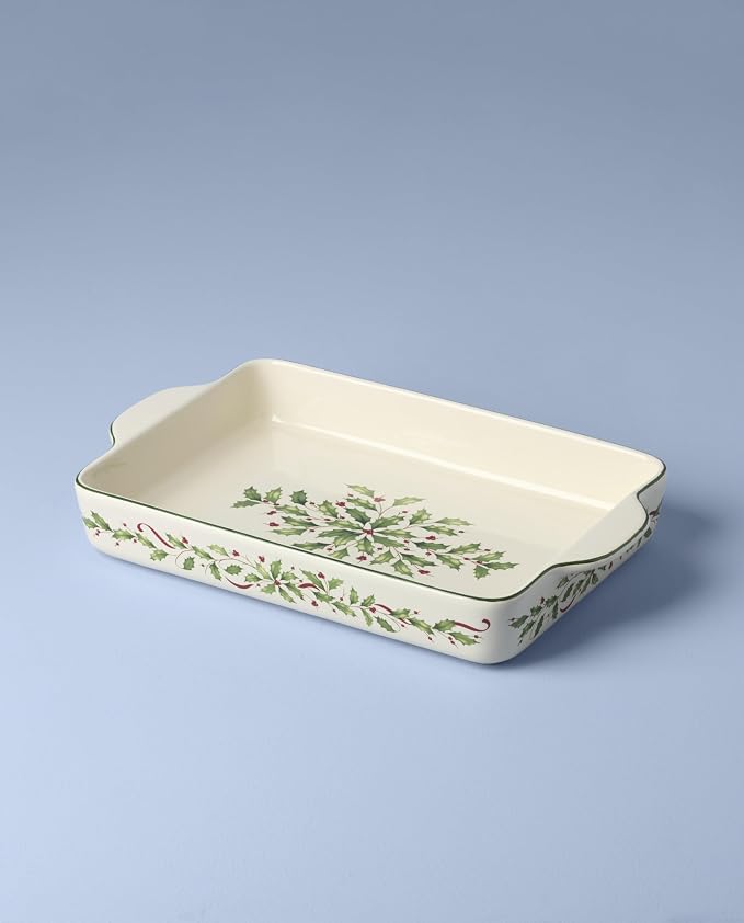 Lenox Holiday Stoneware Large Rectangular Christmas Baking Dish | 9.5 x 15.5 - Image 3