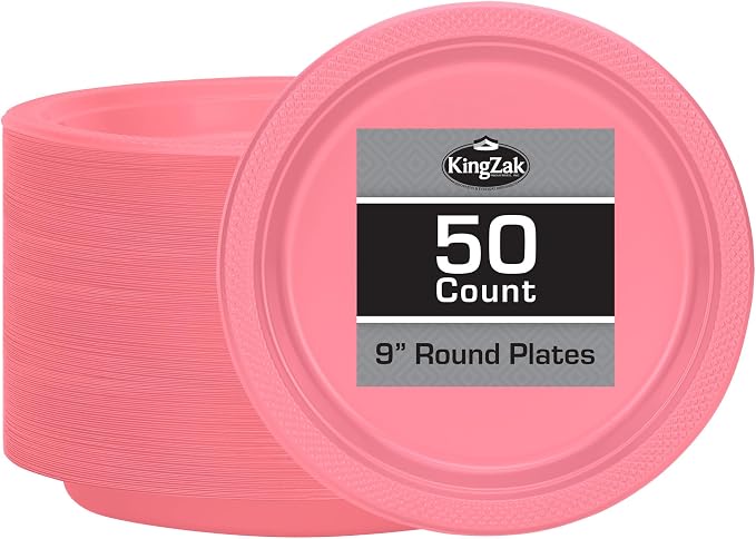 Pink Solid Color Premium Heavy Weight Plastic 50 Count by HannaKSignature