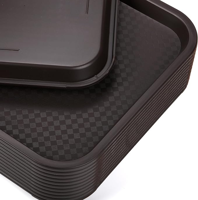 12 Pack Plastic Fast Food Trays, 13.7 x 10.5 Inch Rectangular Cafeteria Trays - Image 4