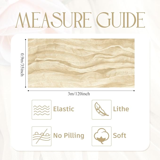 Cheesecloth Table Runner Beige 10FT Boho Gauze Runner - Image 2