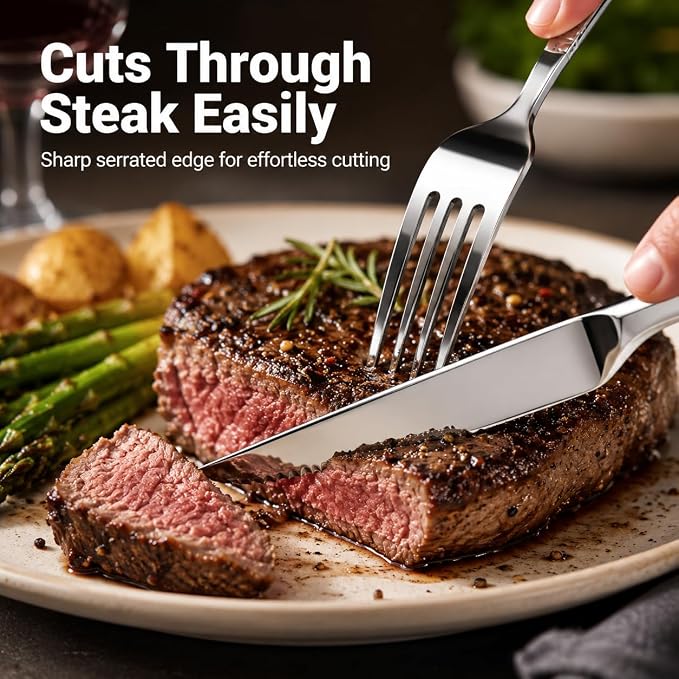 SANTUO 12-Piece Steak Knife and Fork Set - Image 7
