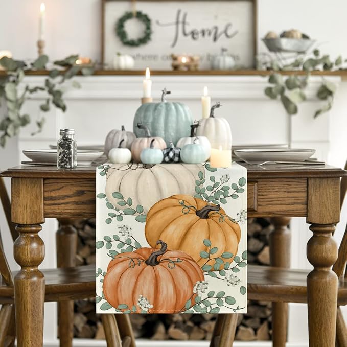 Artoid Mode 210 GSM Fall Table Runner 13x72 Inch Home Party Decor | Orange - Image 2