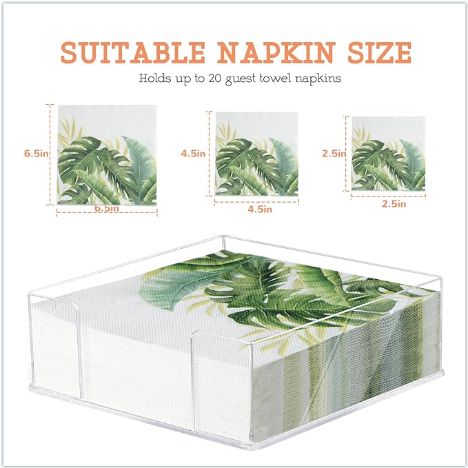 Square Acrylic Napkin Holder for Table Clear Servilletero for Paper Napkin | - Image 3