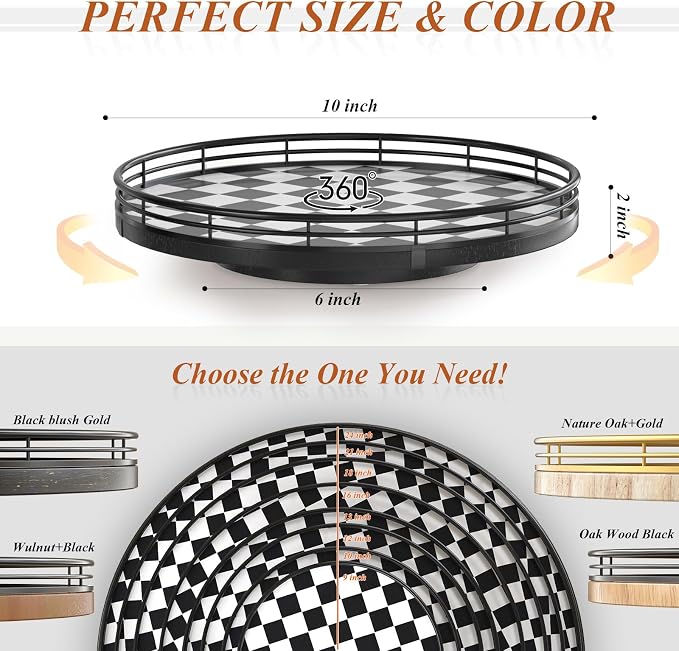 AMH 10-Inch Black and White Checkerboard Lazy Susan - Image 6