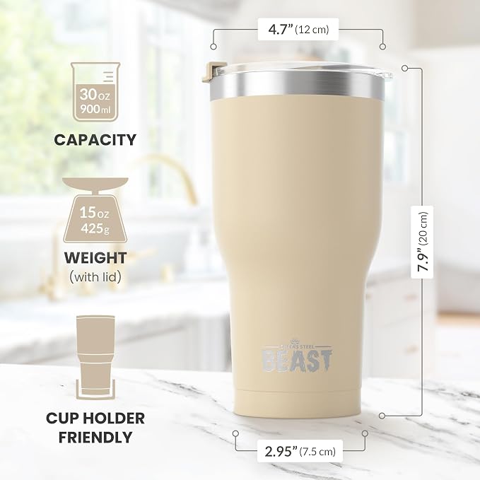 Beast 30 oz Tumbler Stainless Steel Vacuum Insulated Coffee Ice Cup Double Wall - Image 7