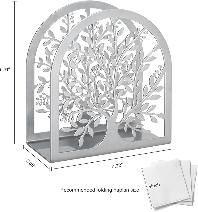 Napkin Holder for Tables, Tree of Life Design Modern Metal Napkin Holder for - Image 4
