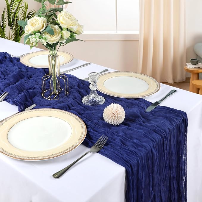 12 Pack 10Ft Royal Blue Cheesecloth Table Runner 23 x 120 Inch | Gauze Rustic - Image 2
