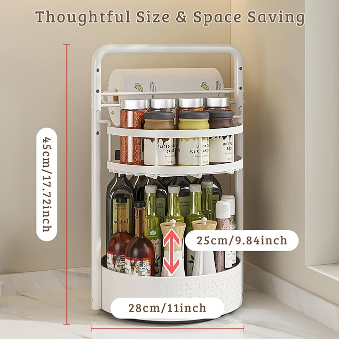 Rotating Spice Rack with Paper Towel Holder, Durable Iron, Seasoning Organizer - Image 5