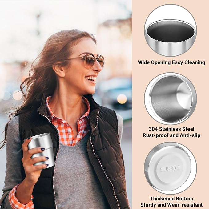 Drinking Glasses Set, 10 oz Insulated Tumbler, 8 Pack Double Wall Unbreakable - Image 4