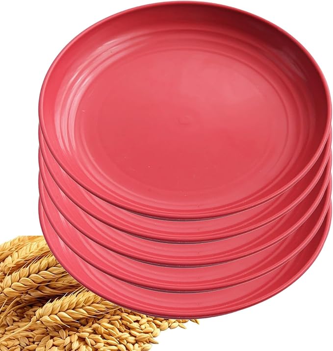 5Pcs Dinner Plates Wheats Straw Plates Set Unbreakable Reusable, Lightweight by Unknown