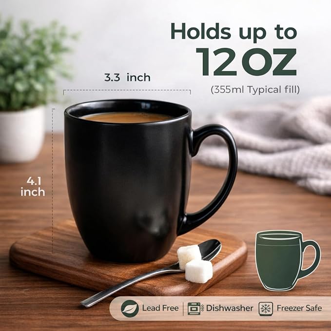 AmorArc 12 oz Coffee Mugs, Matte Coffee Cups - Image 2
