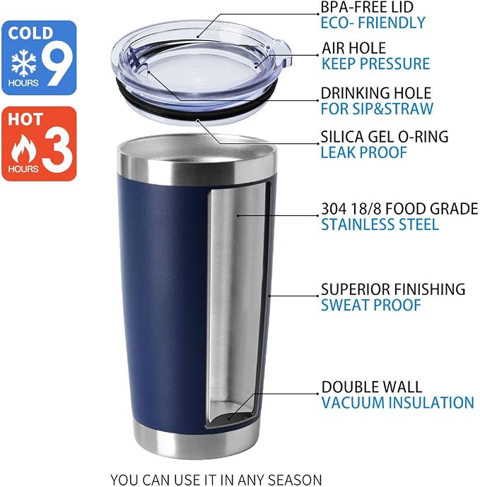 HASLE OUTFITTERS 20oz Tumblers Bulk Stainless Steel Cup - Image 4