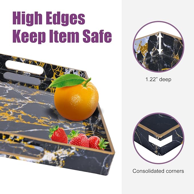 Gifturbo Black Serving Tray, Marble Decorative Serving Trays - Image 4