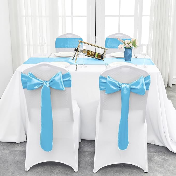 10-Pack Blue Satin Table Runner 12 x 108 Inch Long Bright and Smooth Silk - Image 7