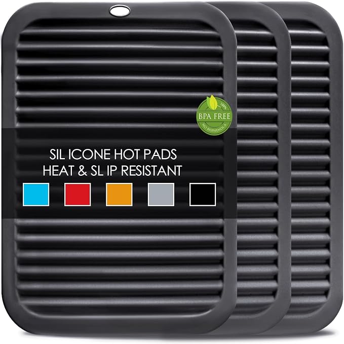 Silicone Trivets for Hot Pots and Pans, 3 Pack Heat Resistant Pot Holders for by QPIXDIGITAL