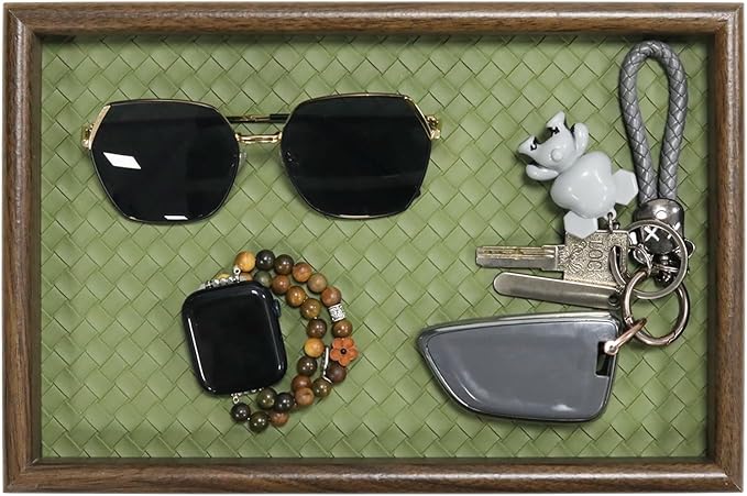 Wooden Valet Tray with Leather Base - Image 2