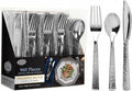 960 Piece Silver Plastic Silverware, Extra Heavyweight Disposable Cutlery Set by Lillian