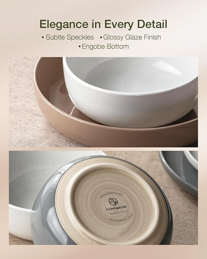 Famiware Milkyway 12-Piece Stoneware Dinnerware Set, Dishes Set - Image 5