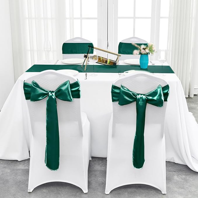 4-Pack Dark Green Satin Table Runner 12 x 108 Inch Long Fuchsia Bright and - Image 7