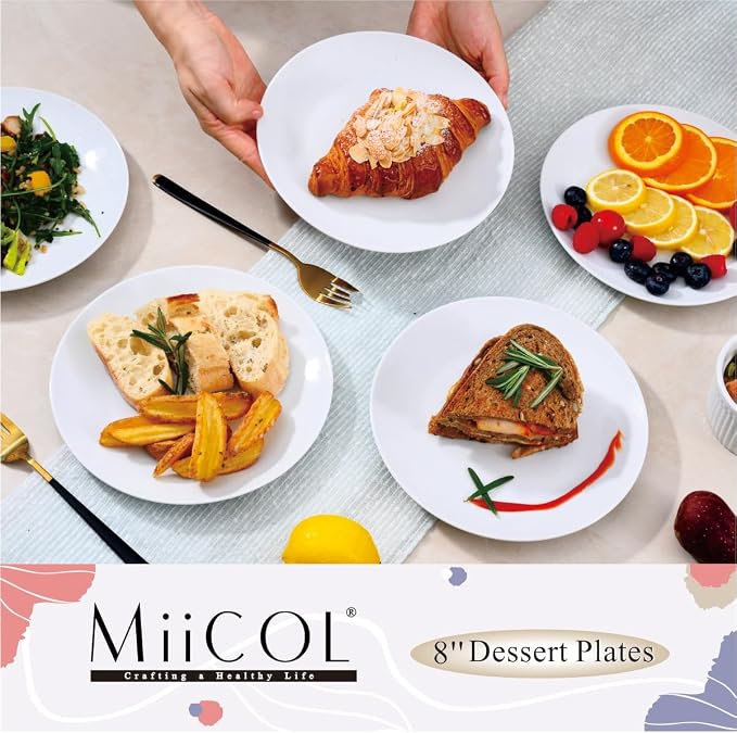 Miicol Ceramic Appetizer Plates Set of 6, Small Dinner Plates, Modern Round - Image 2