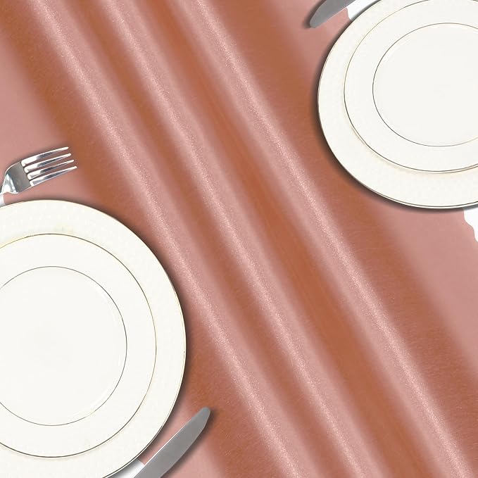 VACVELT Rose Gold Satin Table Runners, 12x72 Inch, 2 Pack, Scalloped Edge | - Image 5